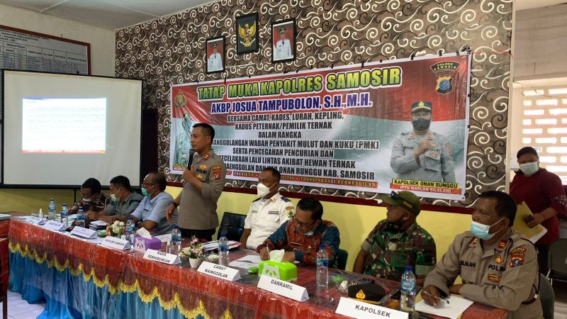 Antisipasi Wabah PMK, Pencurian Ternak dan Laka Lantas Akibat Hewan Ternak, Polres Samosir Gelar Tatap Muka dengan Stakeholder dan Pemilik Ternak