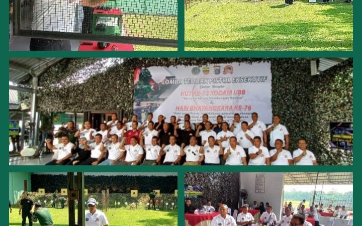 Danyonmarhanlan I Ikuti Gelar Lomba Tembak Pistol Eksekutif Dalam Rangka HUT ke 72 Kodam I/BB dan Bhayangkara ke 76