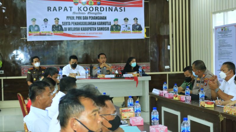 Bupati Samosir Hadiri Rakor PPKM ,PKM Dan Karhutla