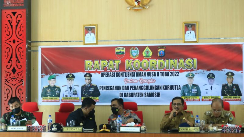 Rapat Operasi Kontijen Aman Nusa II di Samosir, Kapolda Sumut : Kerjasama yang baik antar semua pihak untuk mencegah Karhutla