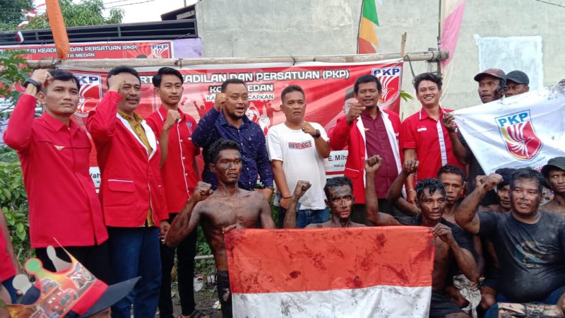 Meriahkan HUT R.I 77,Bendera PKP Berkibar Masyarakat Marelan Antusias