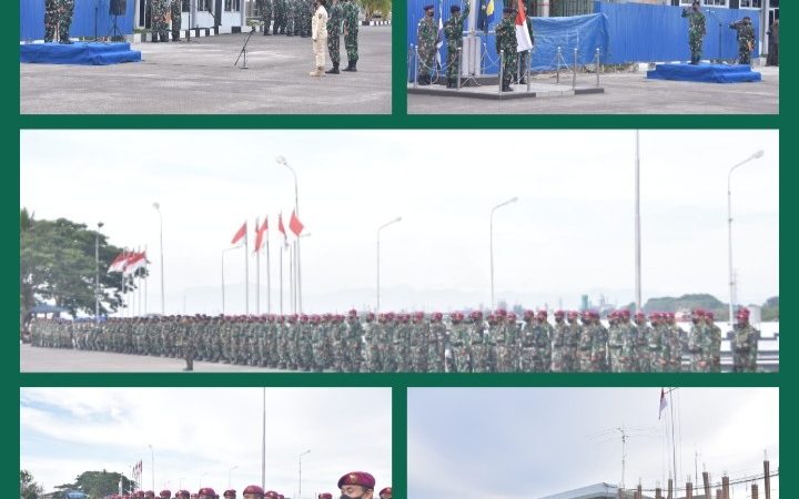 Prajurit Yonmarhanlan I Ikut Upacara Penaikan Bendera