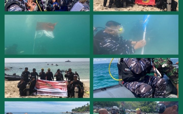 Yonmarhanlan I Bersama Lantamal I Berhasil Kibarkan Bendera di Dasar Laut