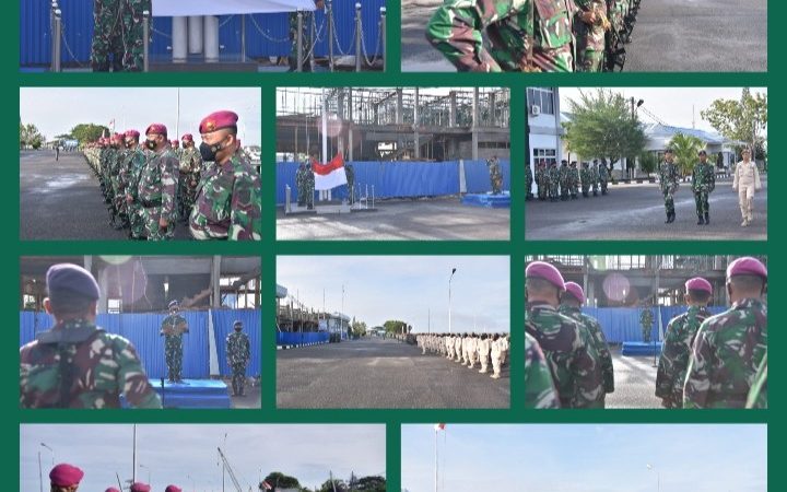 Prajurit Petarung Yonmarhanlan I Ikuti Upacara Penaikan Bendera