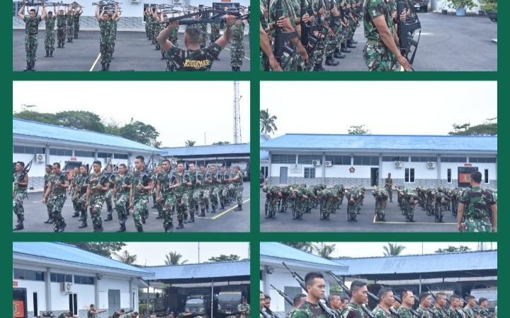 Menjaga Kebugaran Tubuh Prajurit Yonmarhanlan I Lakukan Senam Senjata dan Latihan PBB