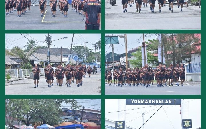 Guna Jaga Fisik Tetap Prima,Prajurit Yonmarhanlan I Laksanakan Lari Siang
