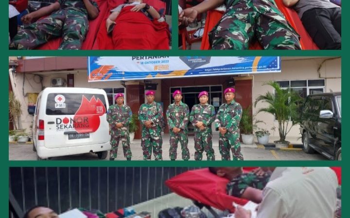 Prajurit Yonmarhanlan I Ikut Donor Darah Sambut Hari Karantina Pertanian ke 145 