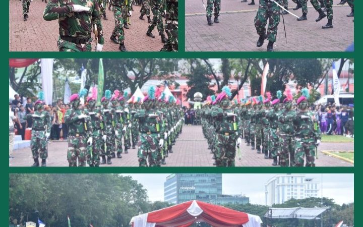 Tim Kolone Senapan Yonmarhanlan I Belawan yang Tergabung dalam Tim Kolone Senapan Gabungan TNI Memeriahkan Gebyar Expo HUT TNI ke 77 