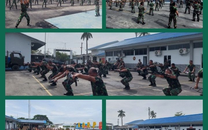Tingkatkan Imunitas dan Kebugaran Tubuh,Prajurit Yonmarhanlan I Senam Senjata