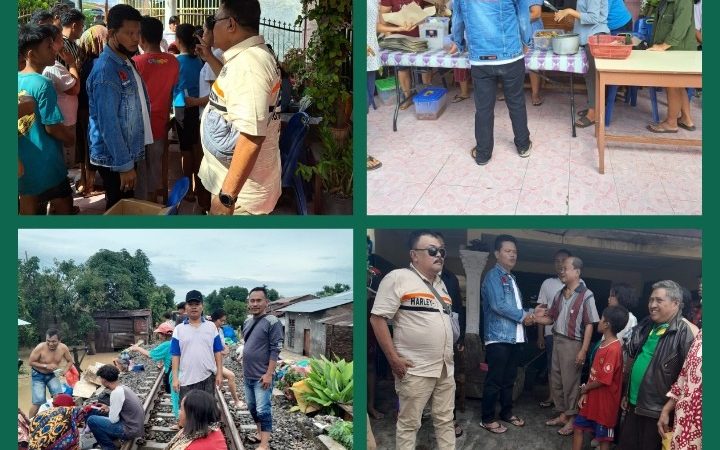 Respon Cepat Relawan PASTI BOBBY Dan Kader PSI Sumut Berbagi Nasi Bungkus Ke Warga Terdampak Banjir