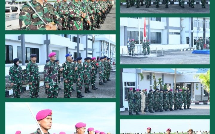 Danyonmarhanlan I Beserta Prajurit Ikuti Pelaksanaan Upacara Bendera