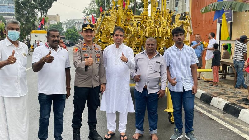 Tim Gabungan Polsek Medan Baru Kawal Pengamanan Thaipusam Medan Street Festival