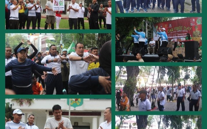 Danyonmarhanlan I Bersama Prajurit Ikuti Olahraga Bersama Dalam Rangka HUT Satpol PP,Sat Linmas dan Damkar Kota Medan