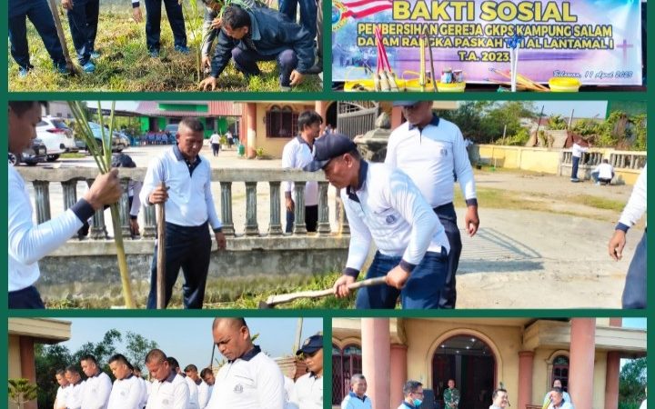 Prajurit Yonmarhanlan I Gelar Baksos Bersihkan Gereja GKPS Dalam Rangka Perayaan Paskah TNI AL