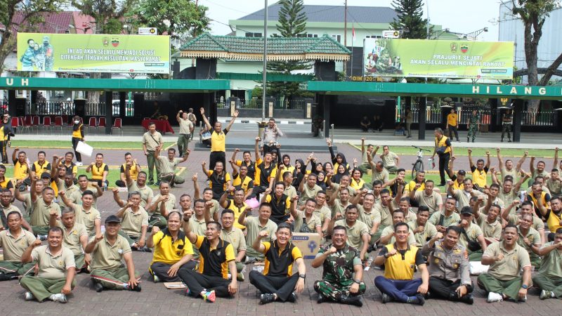 Sinergitas TNI-Polri, Kapolrestabes Medan Gelar Senam Bersama