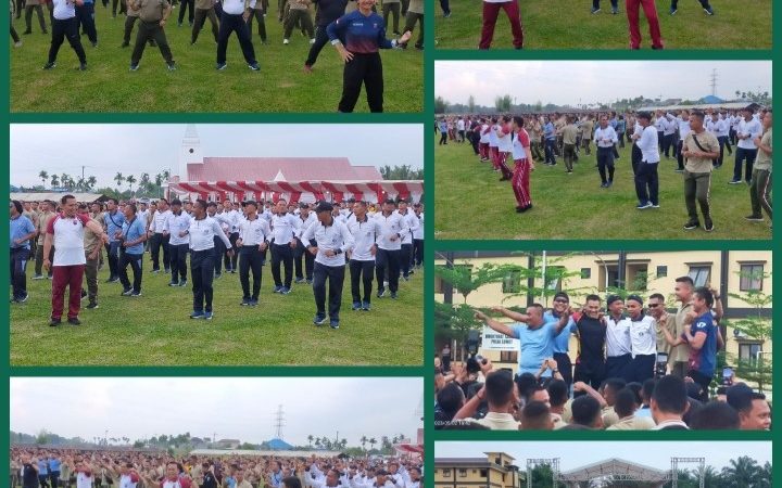 Prajurit Yonmarhanlan I Ikuti Halal Bi Halal dan Olahraga Bersama TNI-POLRI dan Pemda Sumut