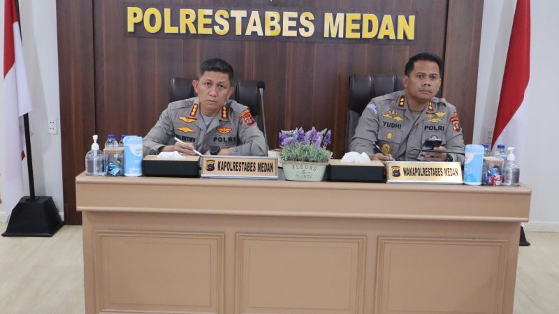 Kapolrestabes Medan Ikuti Vidcon Arahan Kapolri Terkait Pidana Perdangangan Orang