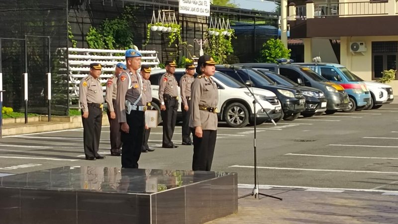 Kompol Riama Siahaan Pimpin Apel Pagi di Polrestabes Medan, Ini Arahannya