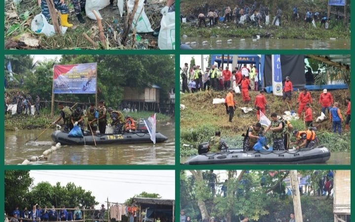 Prajurit Yonmarhanlan I Turun Kesungai Sukseskan Program Kali Bersih TNI AL Tahun 2023