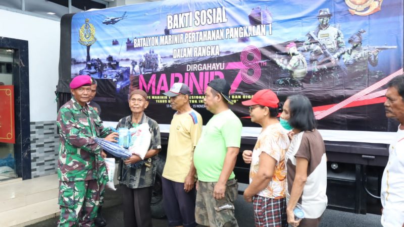 Sambut HUT Ke 78 Korps Marinir,Yonmarhanlan I Sosialisasikan Hidup Sehat Melalui Bakti Sosial