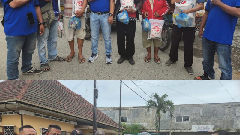 Jumat Barokah dan Sambut HUT ke-7 Pewarta.co, Ketua Pewarta Bagi-bagi Sembako ke Pengemudi Betor dan Jukir
