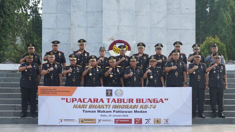 Lapas Binjai Hadiri Upacara Tabur Bunga Peringatan Hari Bhakti Imigrasi ke 74