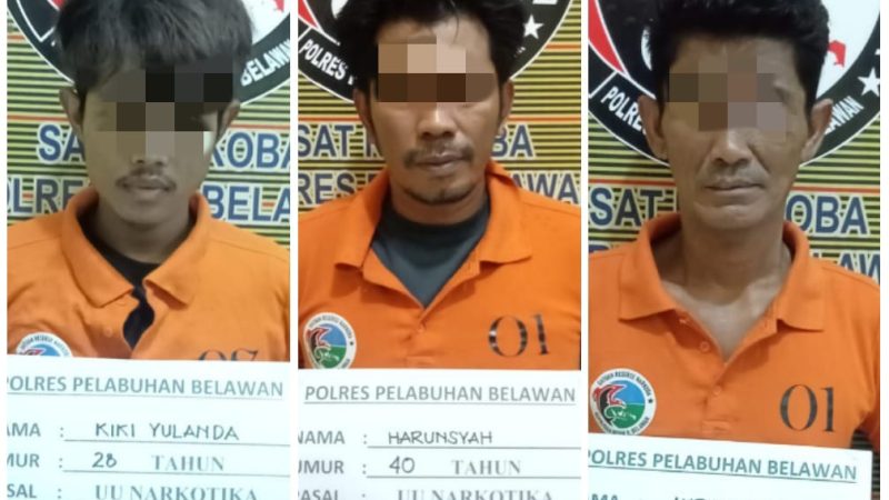 Polres Pelabuhan Belawan Berhasil Tangkap Tiga Tersangka Narkoba di Jalan Paluh Nibung