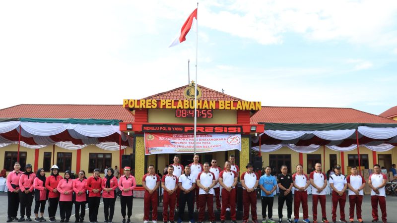 Polres Pelabuhan Belawan Gelar Olahraga Bersama Sambut Hari Bhayangkara ke-78
