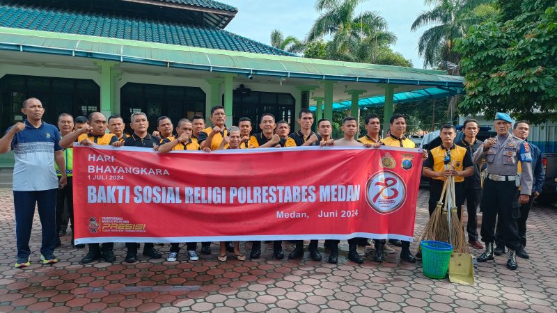 Bakti Religi Sat Samapta Polrestabes Medan Meriahkan HUT Bhayangkara Ke-78 di Masjid Baitul Syifa