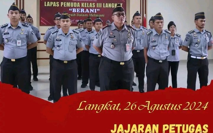 Jajaran Petugas Lapas Pemuda Kelas III Langkat Kanwil Sumatera Utara Mengikuti Apel Bersama Menkumham