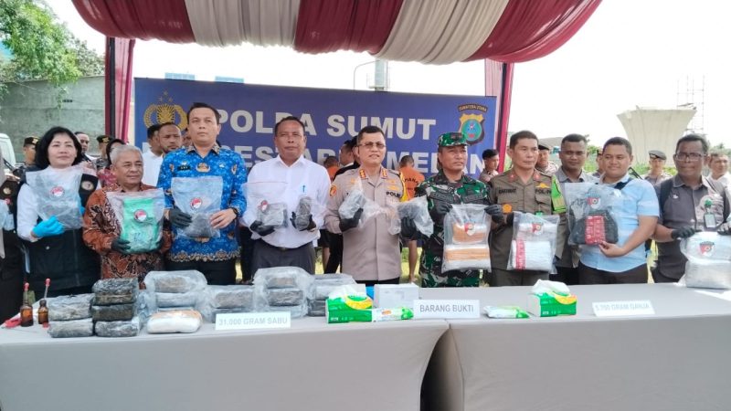 Polrestabes Medan Musnahkan 31 Kg Sabu dan 5,7 Kg Ganja, Ribuan Orang Terselamatkan