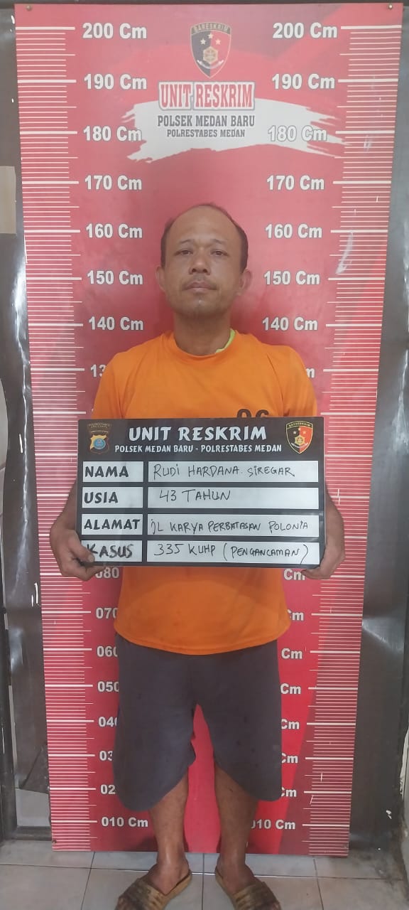 Personil Reskrim Polsek Medan Baru Amankan Pelaku Pengancaman di Jalan Mawar Kelurahan Sari Rejo