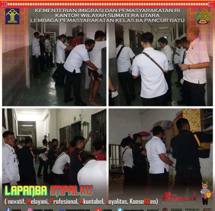 Pastikan Tidak Ada Celah, Lapas Pancur Batu Gelar Razia Paviliun Hunian