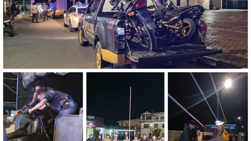 Polres Samosir Amankan 10 Unit Kendaraan Roda Dua Berknalpot Blong