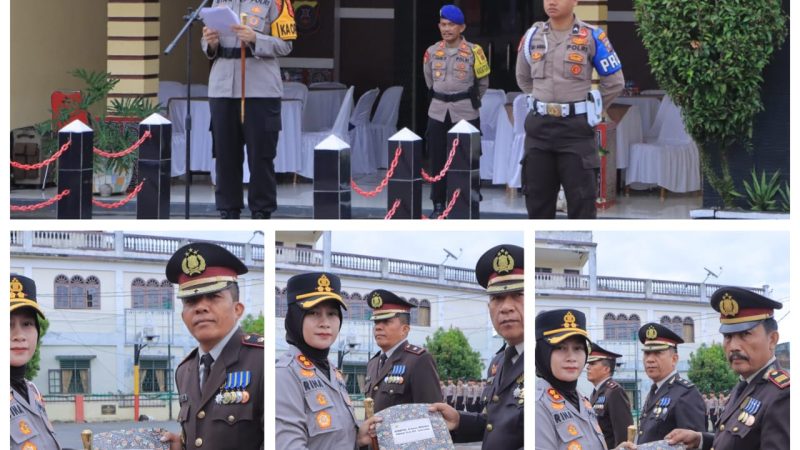 Tiga Perwira Polres Samosir Terima Penghargaan Wisuda Purna Bhakti