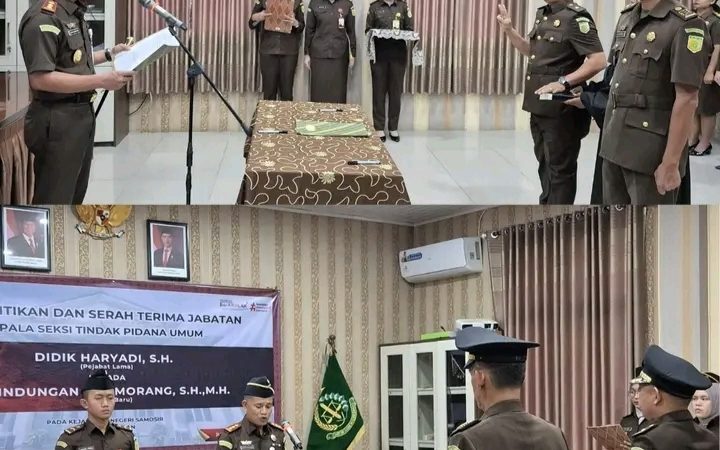Kajari Samosir Lantik dan Serahkan Jabatan Kasi Pidum