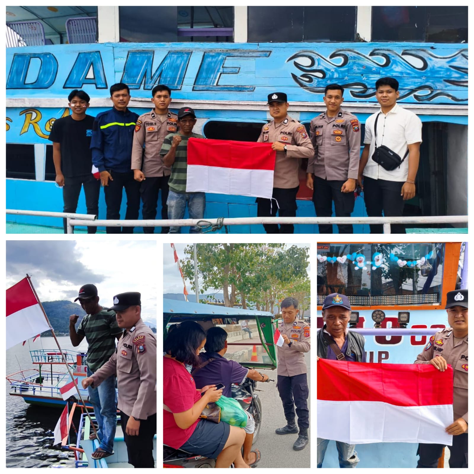 Polres Samosir Bagikan Ratusan Bendera Merah Putih dalam Rangka Menyambut HUT RI ke-80
