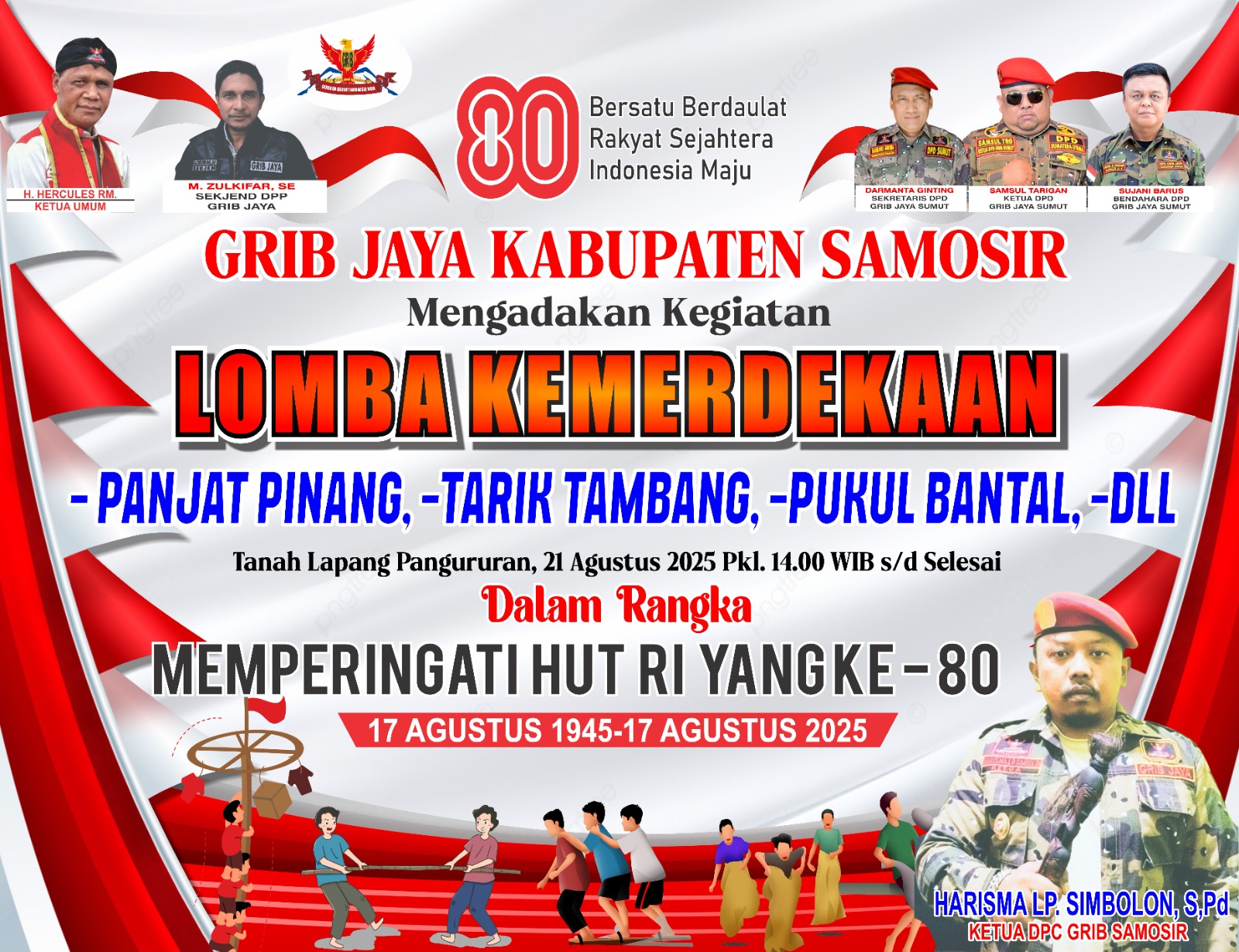 DPC Grib Jaya Samosir Gelar Perlombaan di Tanah Lapang Pangururan dalam Rangka HUT RI ke-80