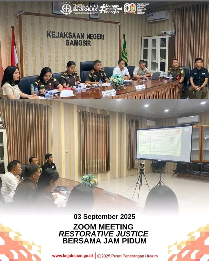 Kejari Samosir Gelar Zoom Meeting Restorative Justice Bersama Jaksa Agung Muda Pidana Umum