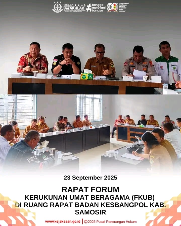 Kejaksaan Negeri Samosir Hadiri Rapat Forum Kerukunan Umat Beragama (FKUB) Kabupaten Samosir