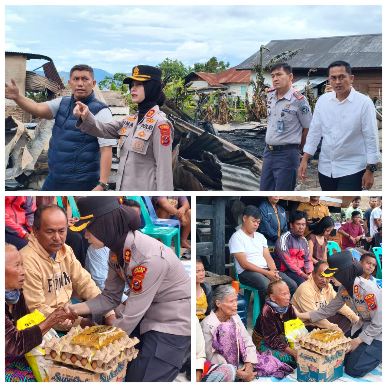 Polres Samosir Gelar Bakti Sosial untuk Korban Kebakaran di Desa Simarmata