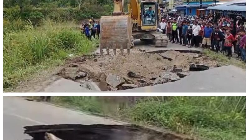 Jalan Menuju Jembatan Binanga Aron Amblas, Akses Utama Penghubung di Samosir Terhambat