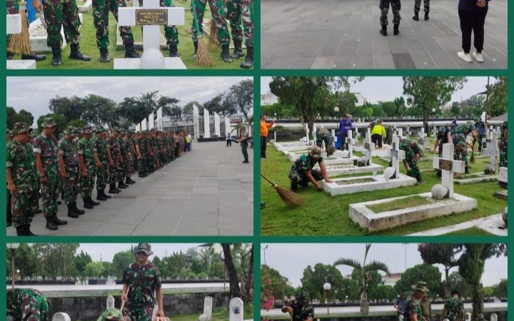 Prajurit Yonmarhanlan I Laksanakan Karya Bakti Di TMP Kodam I/Bukit Barisan Medan Dalam Rangka Menyambut Hari Pahlawan Tahun 2025