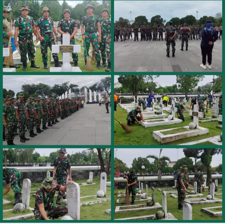 Prajurit Yonmarhanlan I Laksanakan Karya Bakti Di TMP Kodam I/Bukit Barisan Medan Dalam Rangka Menyambut Hari Pahlawan Tahun 2025