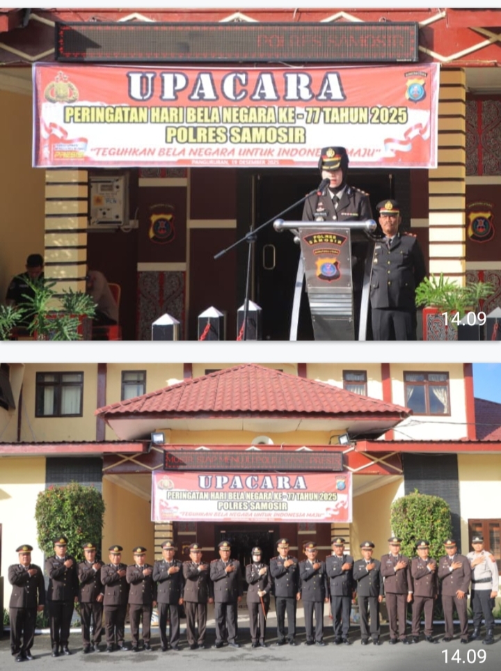 Teguhkan Bela Negara, Polres Samosir Gelar Upacara Peringatan Hari Bela Negara ke-77