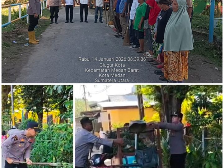Sambut Bulan Suci ramadhan Polsek Medan Barat Laksanakan Bakti Sosial Gotong Royong Membersihkan TPU 