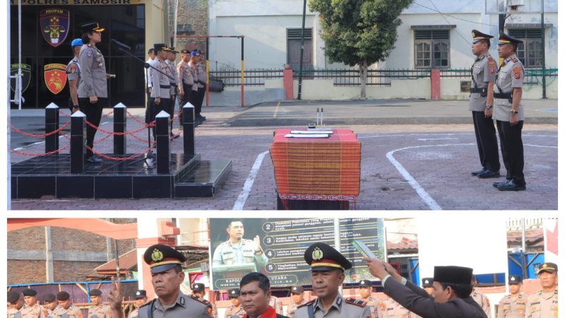 AKBP Rina Sry Nirwana Tarigan Lantik Kasi Humas dan Kapolsek Harian Boho Polres Samosir 