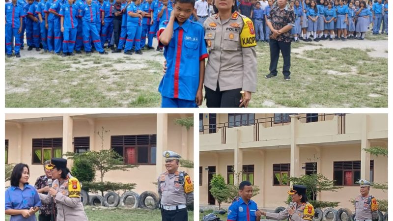 Kapolres Samosir Tekankan Keselamatan Berlalu Lintas kepada Pelajar : ”Mulai dari Dini, Jaga Diri, Jaga Masa Depan”