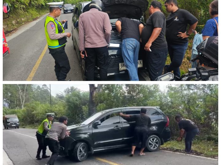 Polisi Samosir Tunjukkan Kesigapan, Bantu Mobil Mogok di Perbukitan Tele