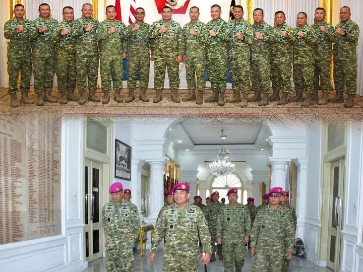 Pangkormar Terima Laporan Korps Kenaikan Pangkat Empat Perwira Tinggi Korps Marinir TNI AL